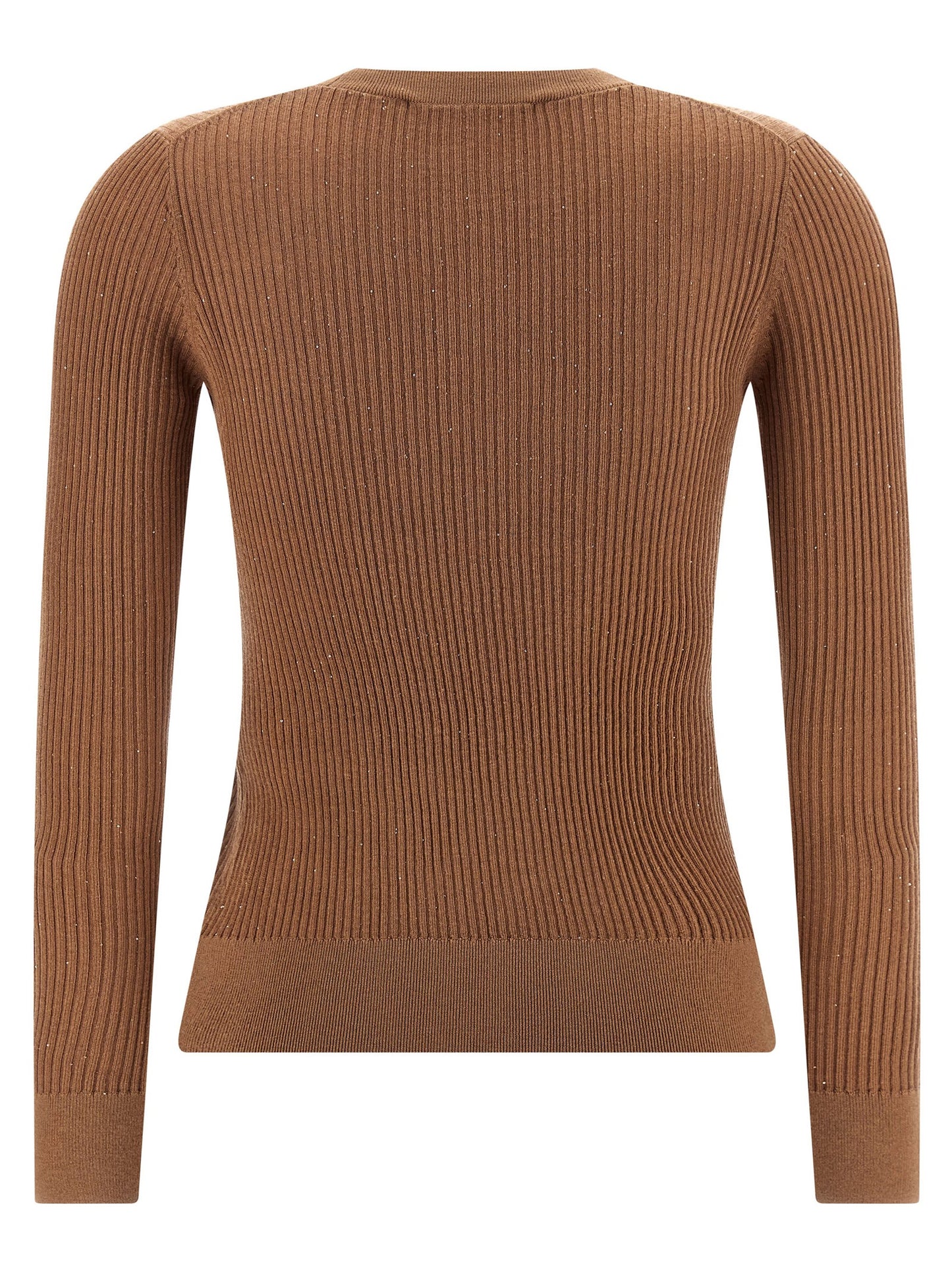 Cardigan by Max Mara for women in silk wool & sequins beige features an crisp silhouette, showcasing a sophisticated crew neckline and detail for a truly crisp finish.