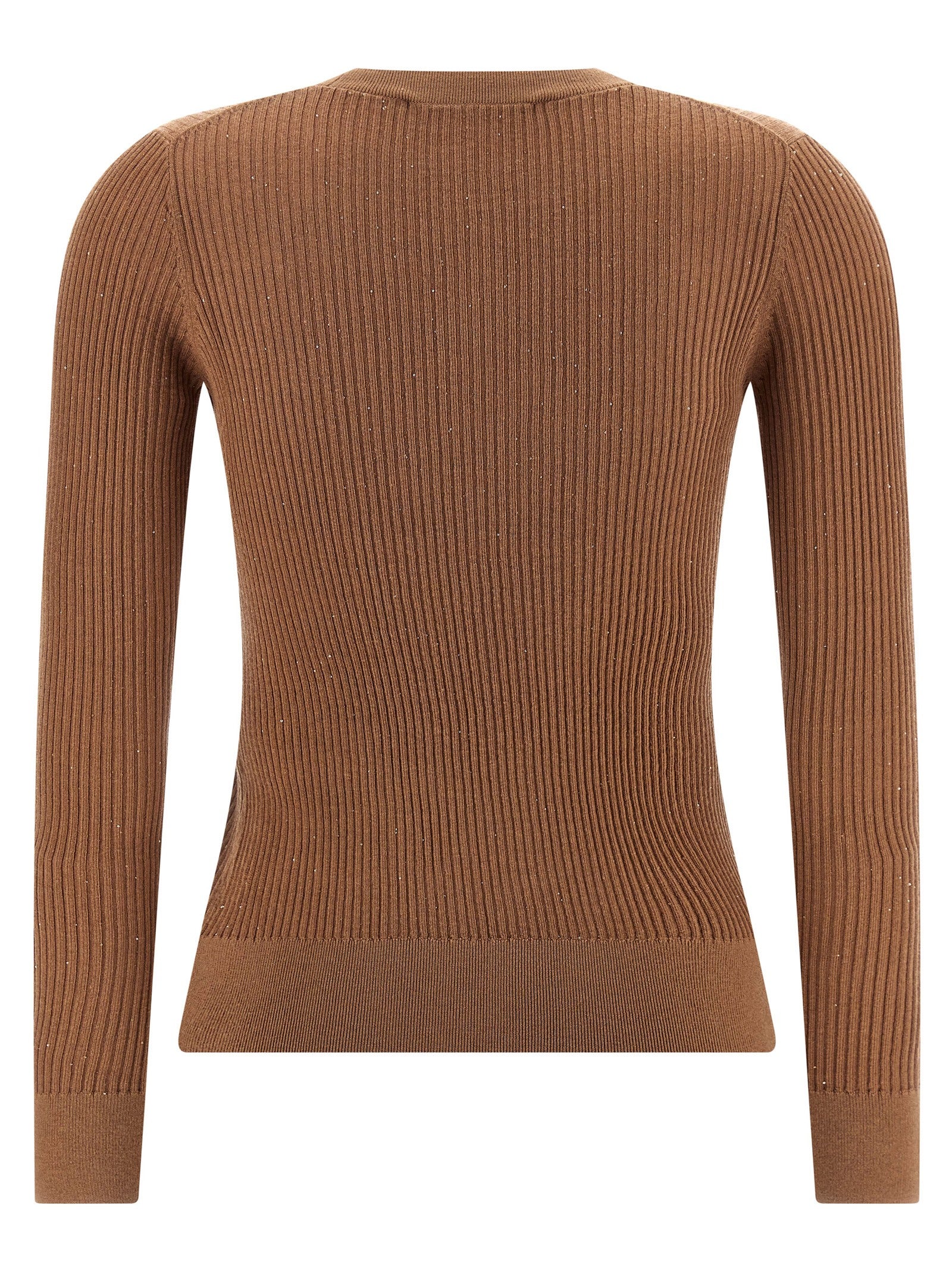 Cardigan by Max Mara for women in silk wool & sequins beige features an crisp silhouette, showcasing a sophisticated crew neckline and detail for a truly crisp finish.