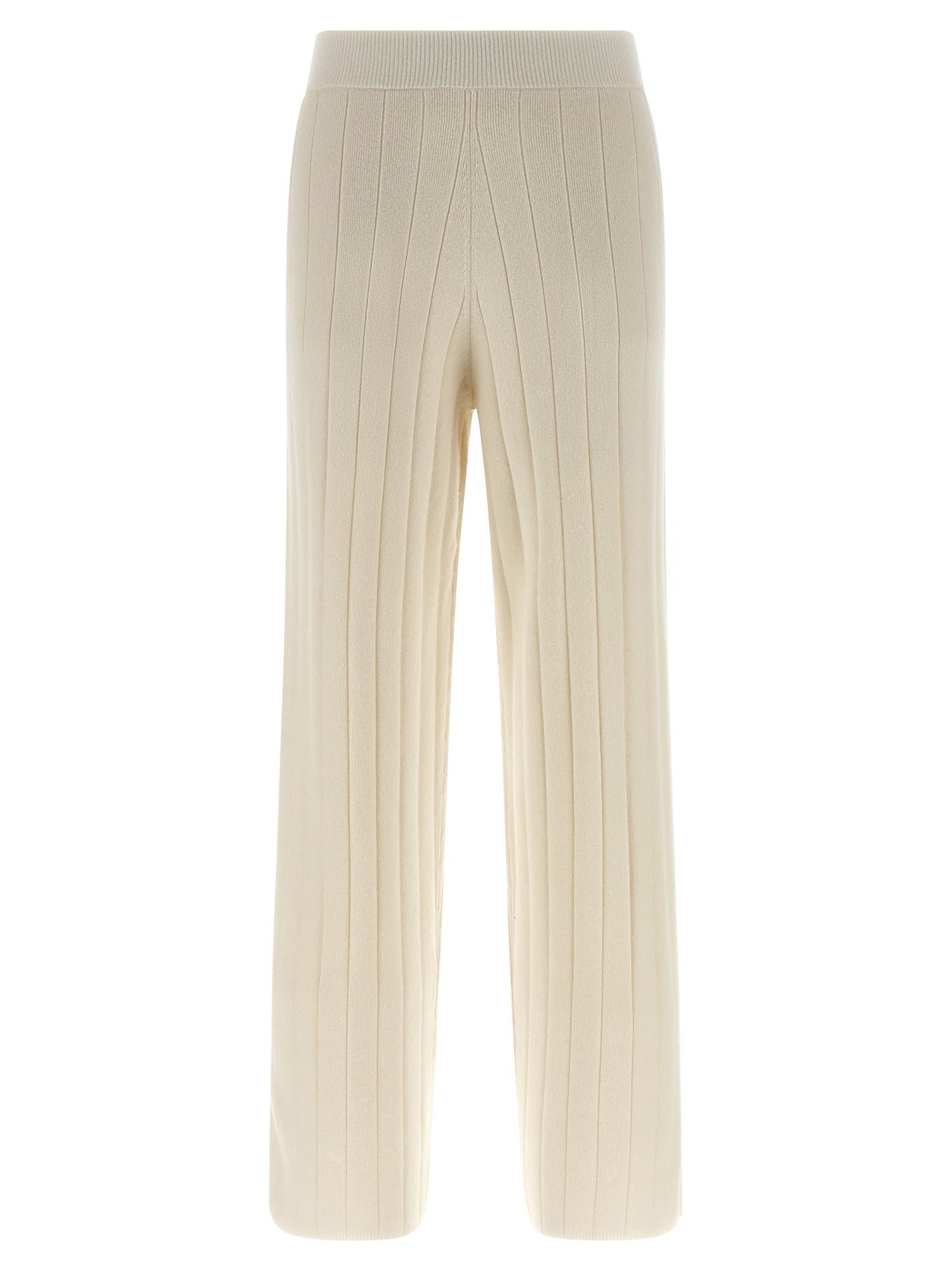 Joggers by Max Mara for women in cashmere white presents a tailored silhouette, showcasing a tailored wide and long cut with a refined for a truly tailored aesthetic.