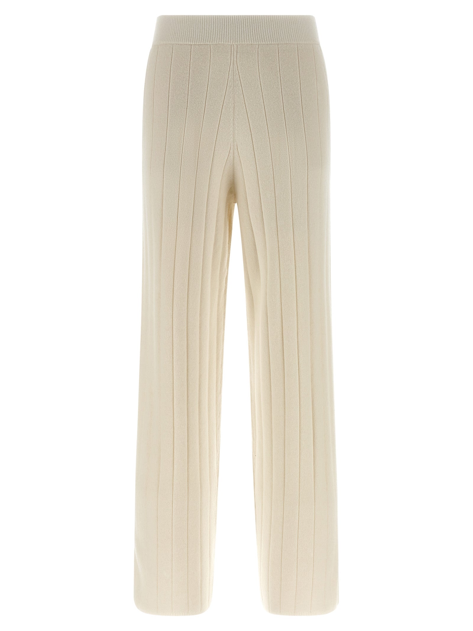 Joggers by Max Mara for women in cashmere white presents a tailored silhouette, showcasing a tailored wide and long cut with a refined for a truly tailored aesthetic.