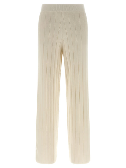 Joggers by Max Mara for women in cashmere white presents a tailored silhouette, showcasing a tailored wide and long cut with a refined for a truly tailored aesthetic.