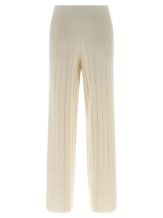 Joggers by Max Mara for women in cashmere white presents a tailored silhouette, showcasing a tailored wide and long cut with a refined for a truly tailored aesthetic.