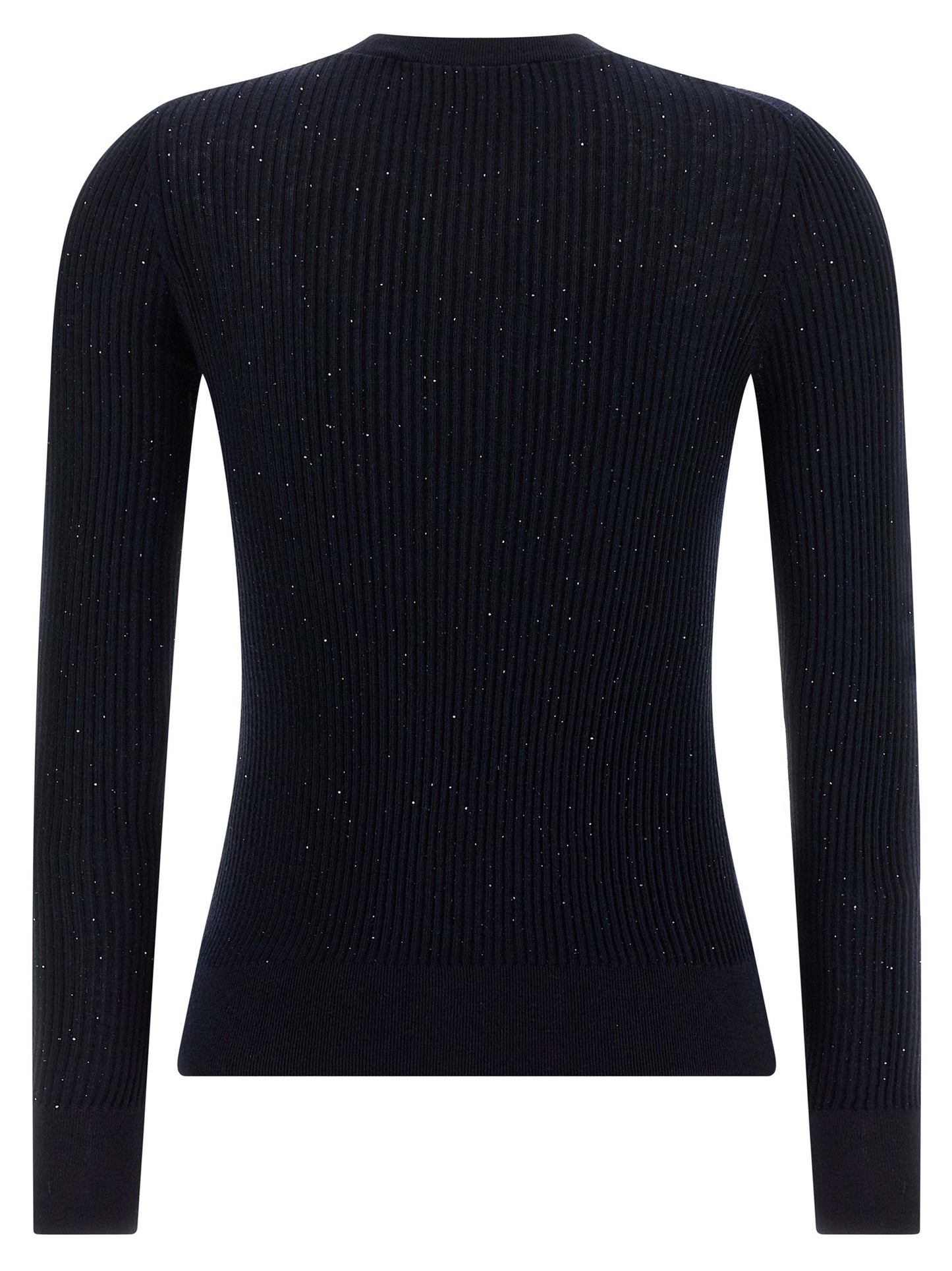 Cardigan by Max Mara for women in silk wool & sequins blue features a nuanced silhouette with a refined crew neckline and nuanced detailing for a sophisticated look.