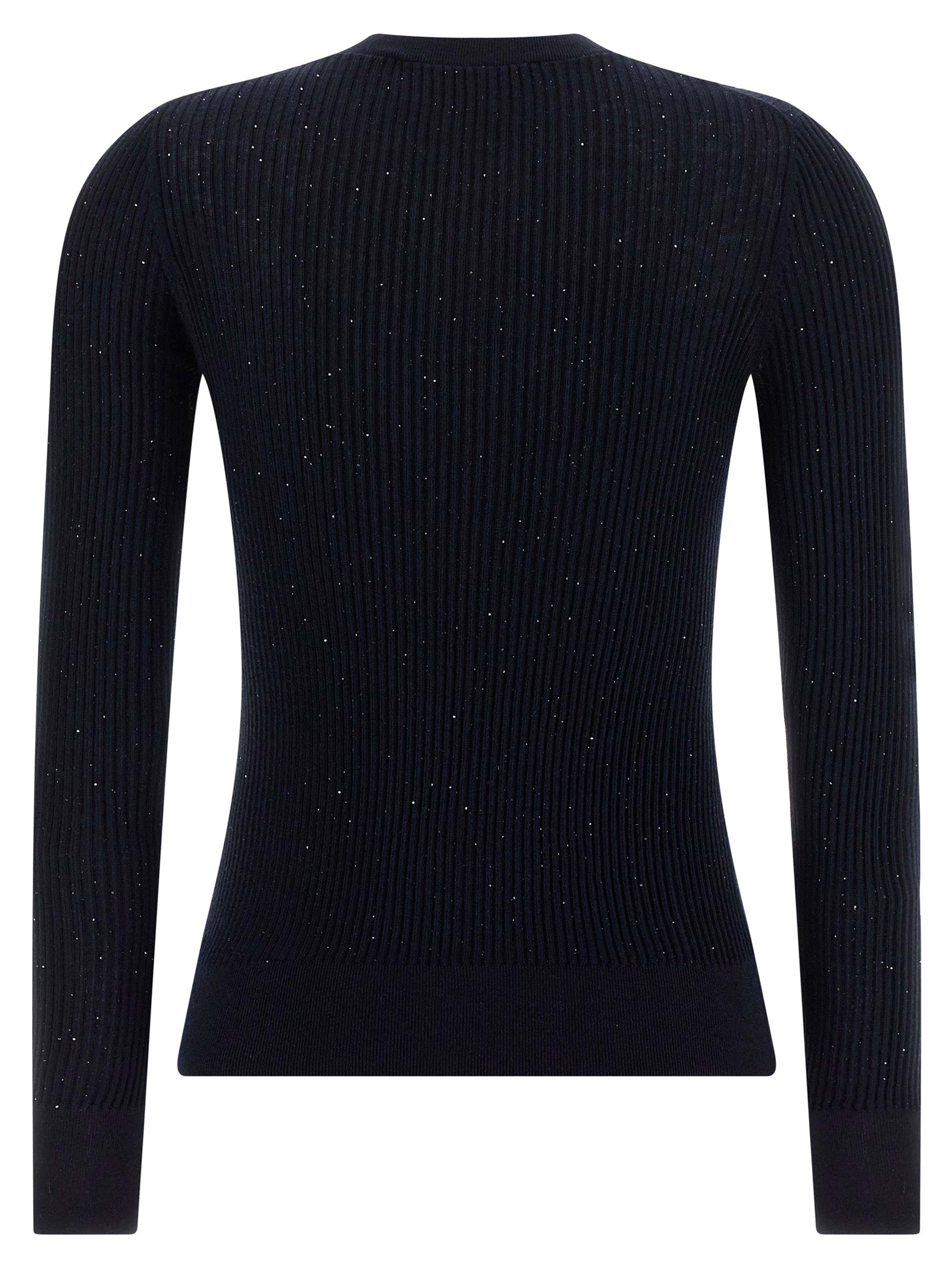 Cardigan by Max Mara for women in silk wool & sequins blue features a nuanced silhouette with a refined crew neckline and nuanced detailing for a sophisticated look.
