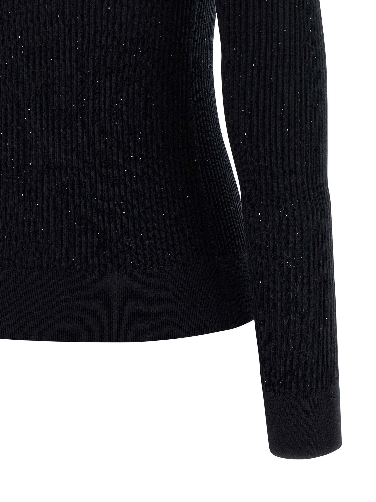 Cardigan by Max Mara for women in silk wool & sequins black features an crisp silhouette, showcasing a sophisticated crew neckline and detail for a truly crisp finish.