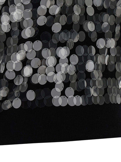 Cardigan by Max Mara for women in virgin wool & sequins black features an crisp silhouette, showcasing a sophisticated crew neckline and detail for a truly crisp finish.