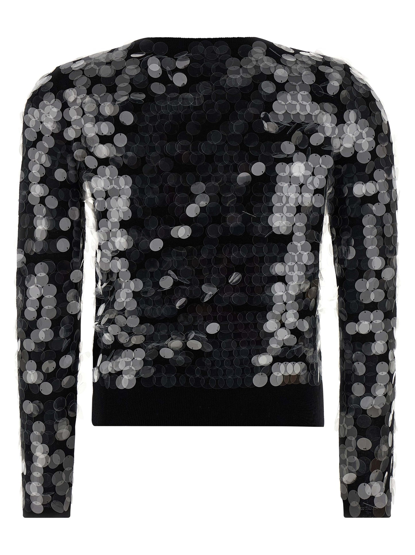 Cardigan by Max Mara for women in virgin wool & sequins black features an crisp silhouette, showcasing a sophisticated crew neckline and detail for a truly crisp finish.