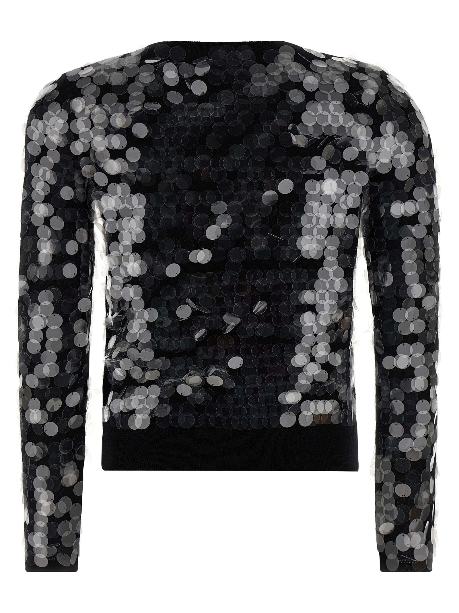 Cardigan by Max Mara for women in virgin wool & sequins black features an crisp silhouette, showcasing a sophisticated crew neckline and detail for a truly crisp finish.