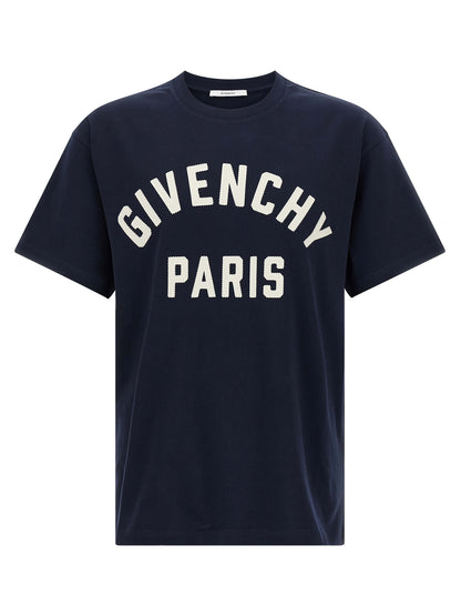 T-Shirt by Givenchy for men in cotton blue showcases a fashionable silhouette, elegantly detailed with a fashionable and for a sophisticated, high-fashion look.