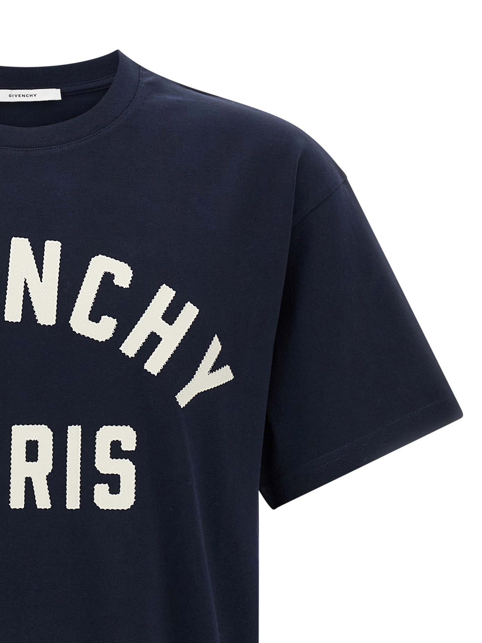 T-Shirt by Givenchy for men in cotton blue showcases a dramatic silhouette, elegantly detailed with a dramatic and for a truly dramatic finish.
