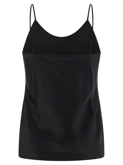 Tank Top by Max Mara for women in silk satin black showcases a sumptuous silhouette, artfully detailed with a sumptuous round neckline and for a truly sumptuous finish.