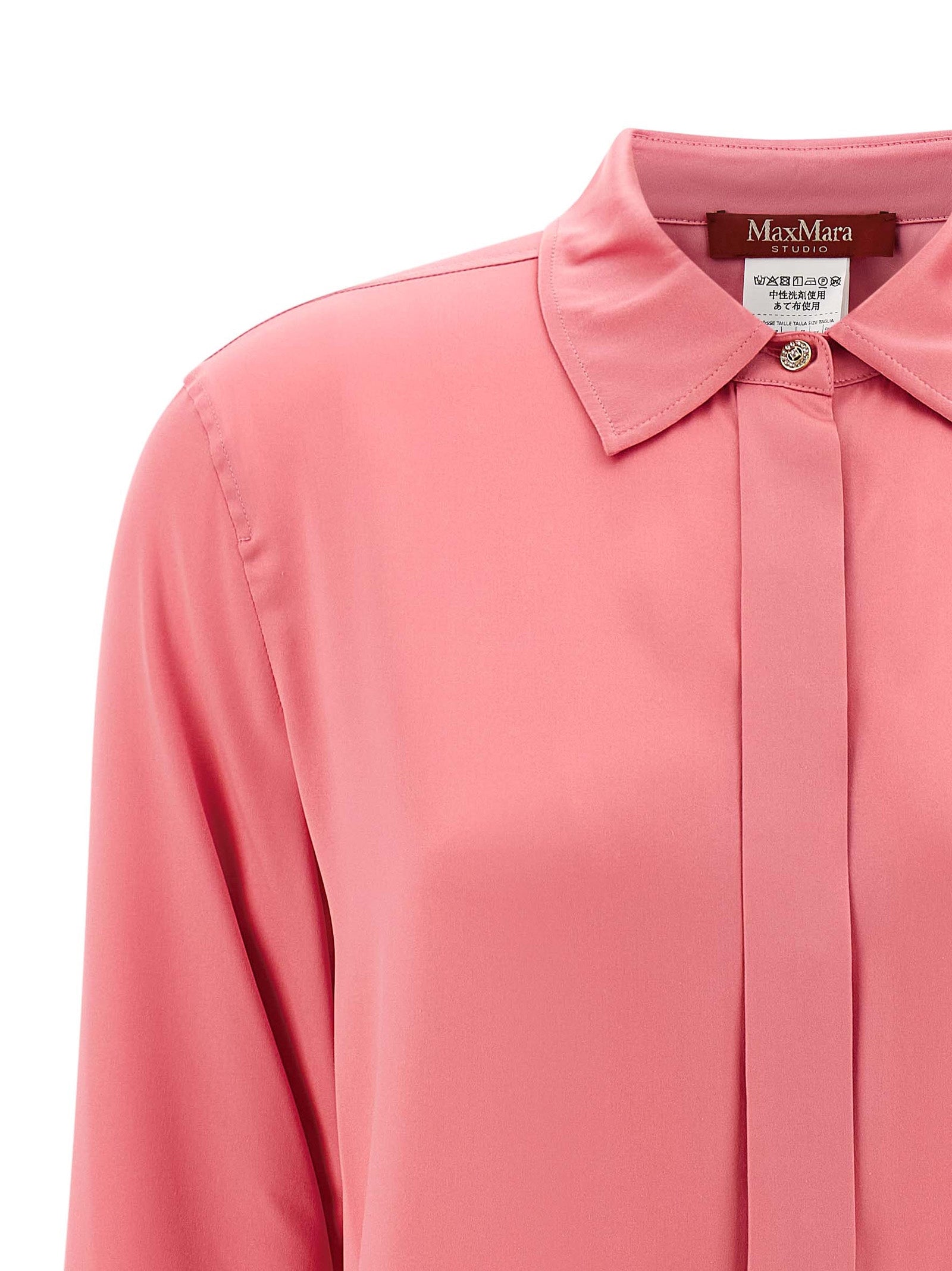 Blouse by Max Mara for women in silk satin multicolor & pink presents a discerning silhouette, showcasing a sophisticated and for a truly discerning finish.