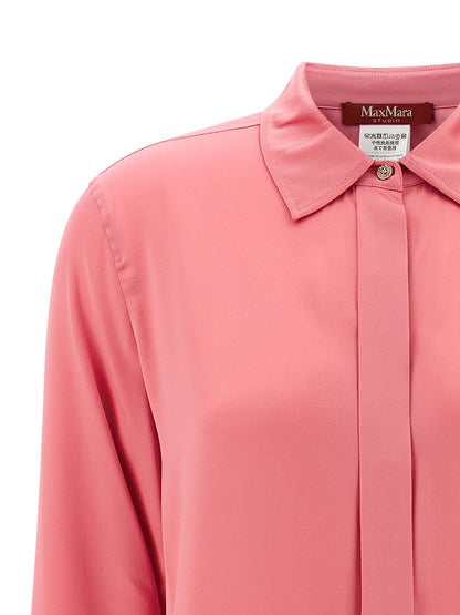 Blouse by Max Mara for women in silk satin multicolor & pink presents a discerning silhouette, showcasing a sophisticated and for a truly discerning finish.