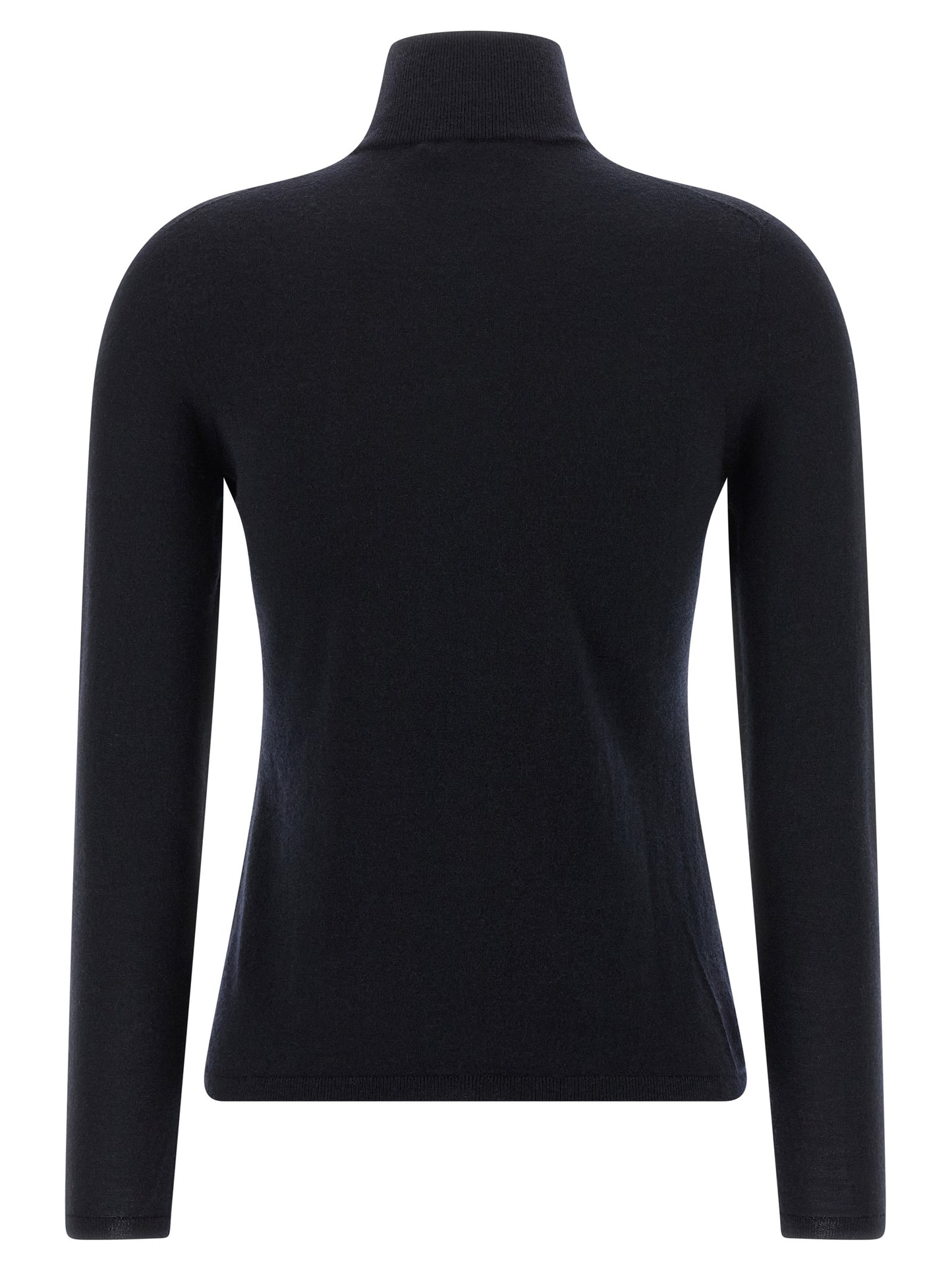 Cardigan by Max Mara for women in cashmere blue showcases a captivating silhouette, artfully detailed with a captivating and turtle high-neck neckline for a truly sophisticated captivating look.