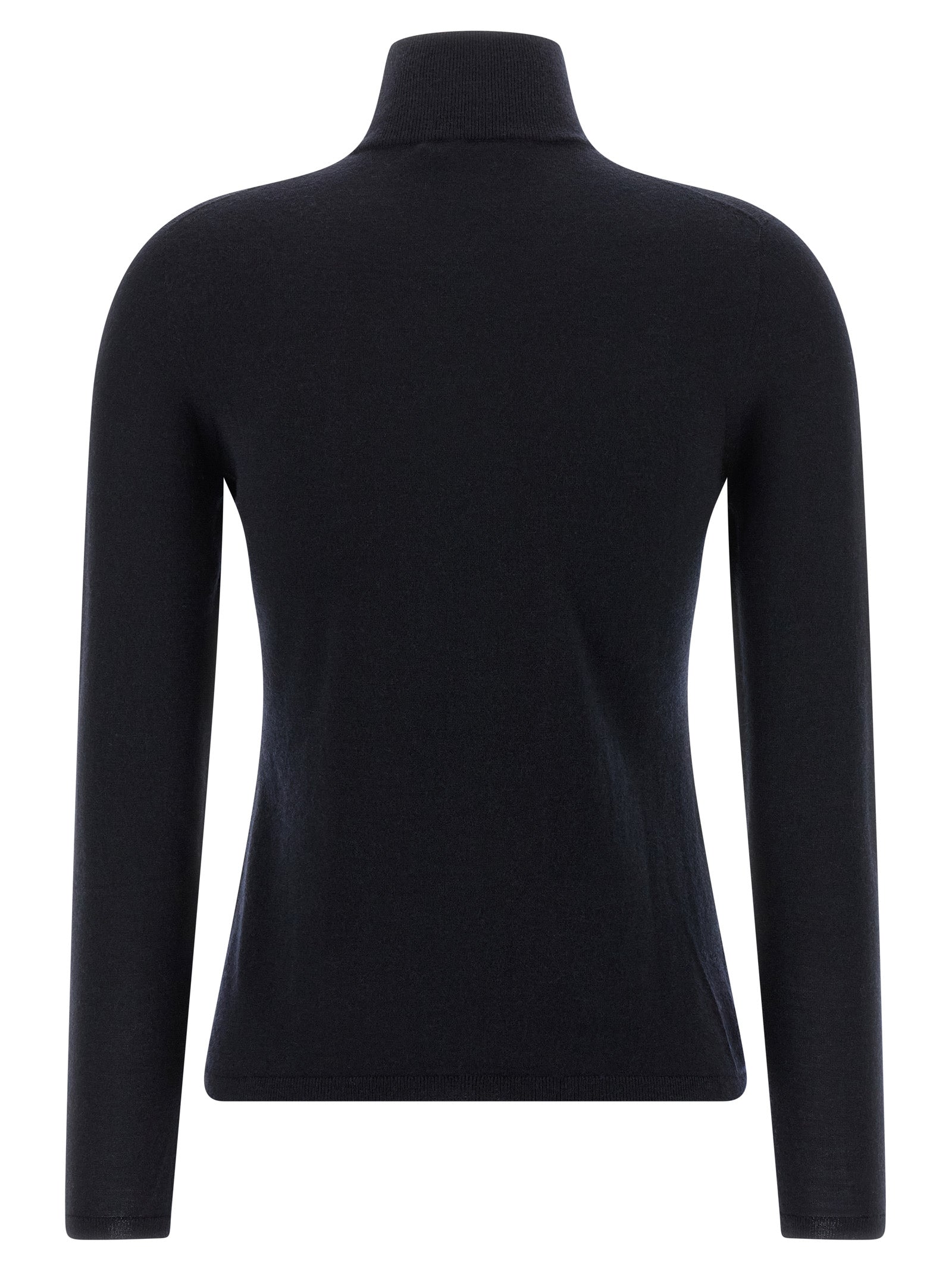 Cardigan by Max Mara for women in cashmere blue showcases a captivating silhouette, artfully detailed with a captivating and turtle high-neck neckline for a truly sophisticated captivating look.