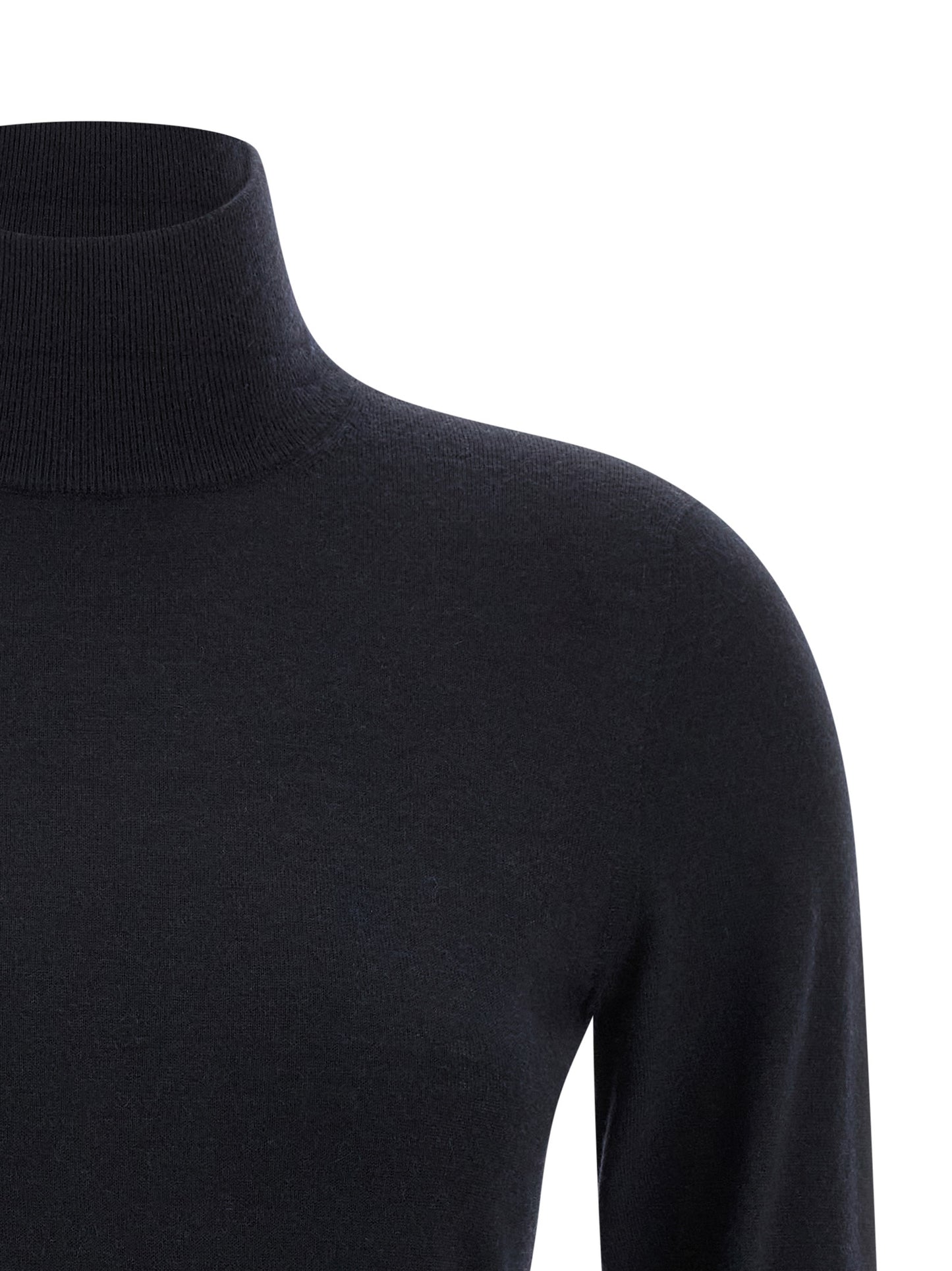 Cardigan by Max Mara for women in cashmere blue features an crisp silhouette, showcasing a sophisticated turtle high-neck neckline and detail for a truly crisp finish.