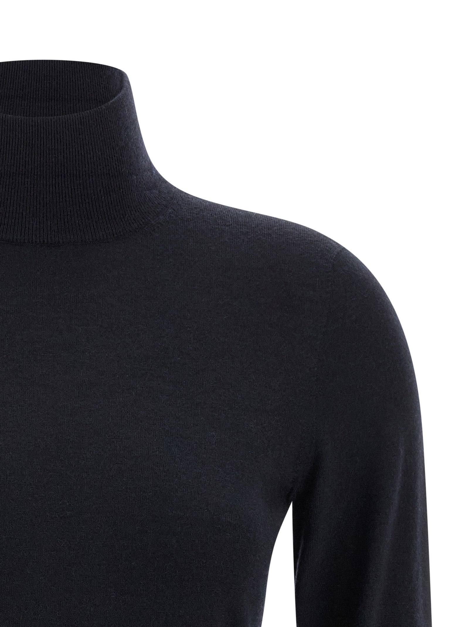 Cardigan by Max Mara for women in cashmere blue features an crisp silhouette, showcasing a sophisticated turtle high-neck neckline and detail for a truly crisp finish.