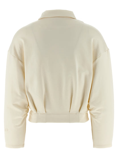 Activewear Sweatshirt by Max Mara for women in silk & cotton white showcases a versatile silhouette, artfully detailed with a versatile shirt-collar neckline and for a versatile finish with .