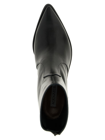 Ankle Chelsea Boots by Aquazzura for women in bos taurus calfskin leather black showcases a impeccable silhouette as Women's Bos Taurus Calfskin Leather Ankle Chelsea Boots, artfully defined by a impeccable and a impeccable pointed toe style.