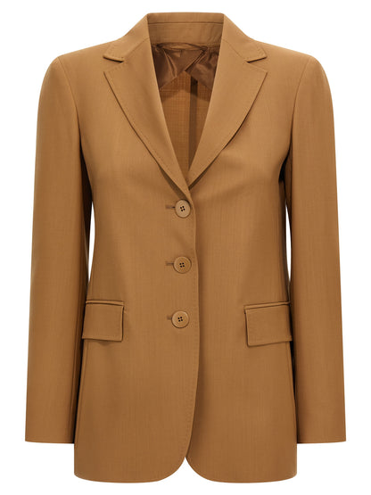 Blazer by Max Mara for women in canvas & virgin wool brown presents a distinguished silhouette, detailed with a distinguished and distinctive for a truly sophisticated finish.