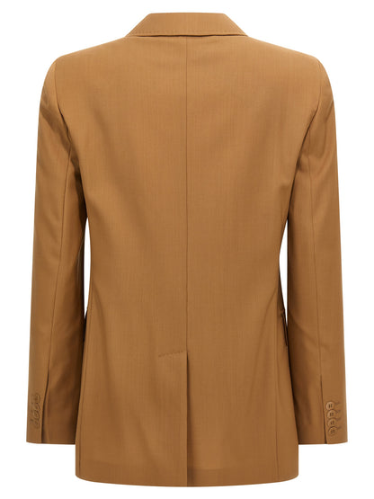 This Blazer by Max Mara for women in canvas & virgin wool brown presents a tailored silhouette, meticulously tailored with a tailored and distinctive for a tailored finish.