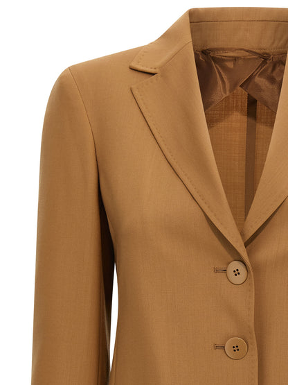 Blazer by Max Mara for women in canvas & virgin wool brown features an stylish silhouette, showcasing a sophisticated and stylish for a truly stylish finish.