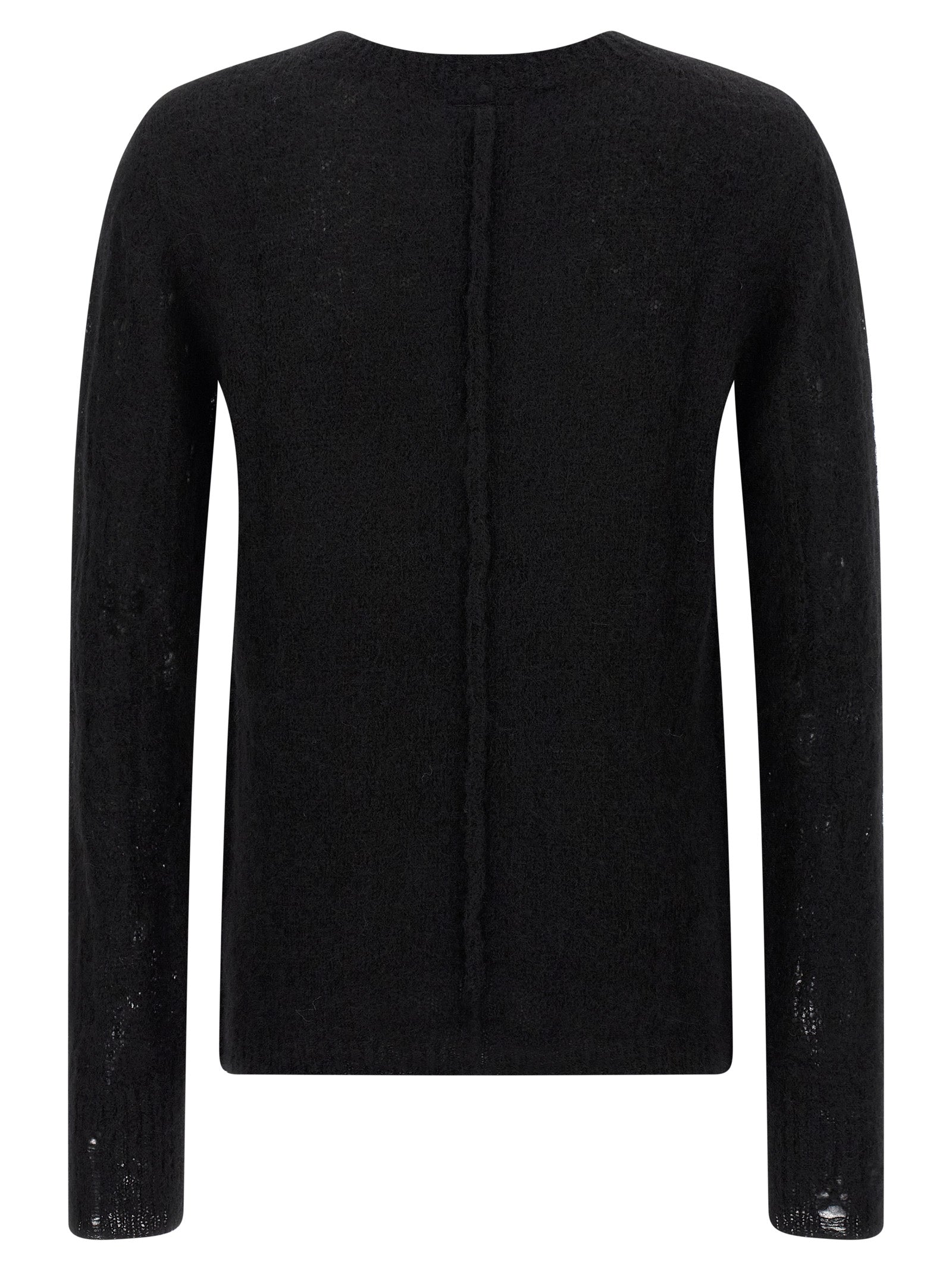 Cardigan by Thom Krom for men in alpaca wool & polyamide black features a nuanced silhouette with a refined crew neckline and nuanced detailing for a sophisticated look.