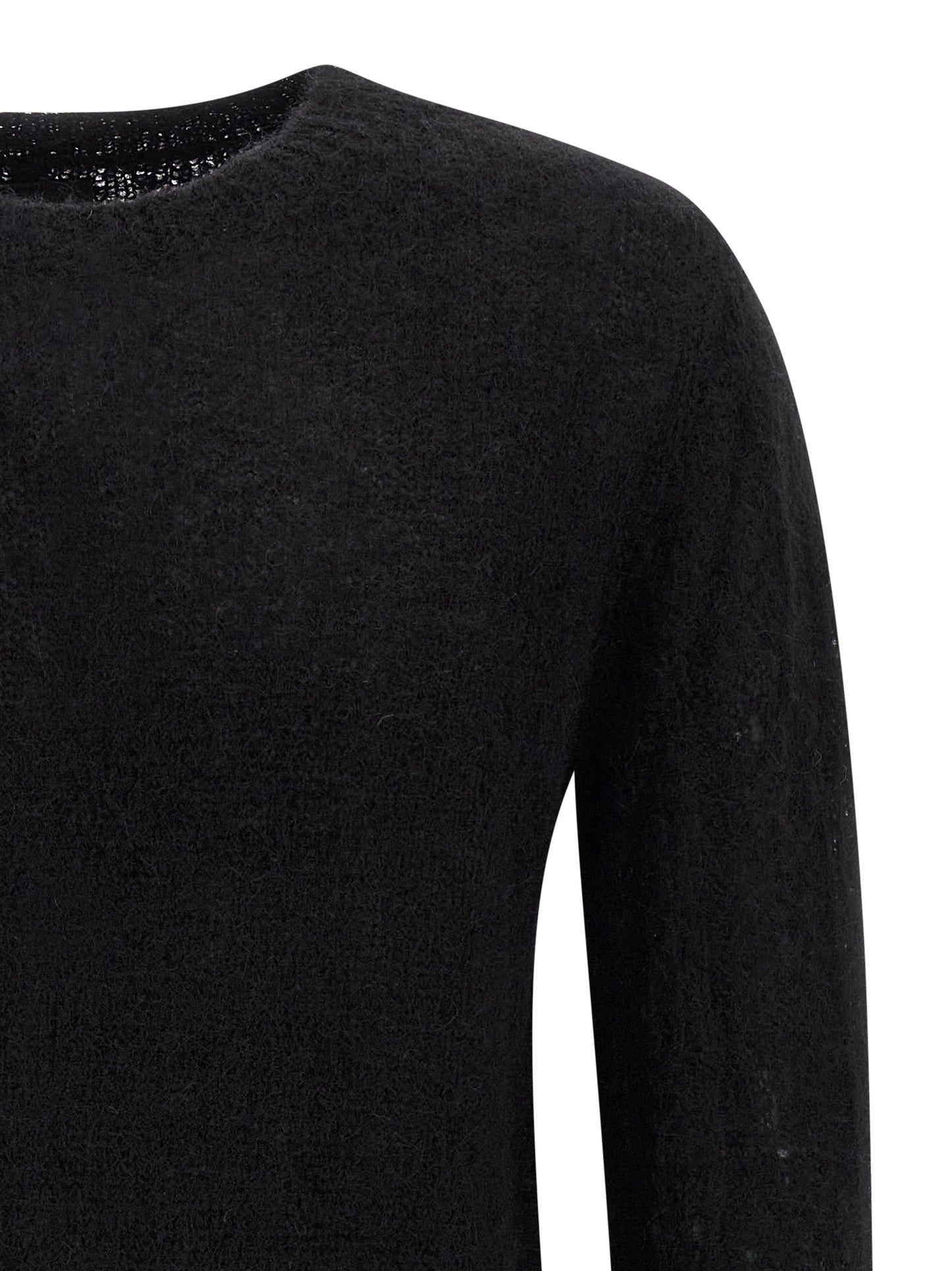 Cardigan by Thom Krom for men in alpaca wool & polyamide black features an impeccable silhouette, showcasing a sophisticated crew neckline and detail for a truly impeccable finish.