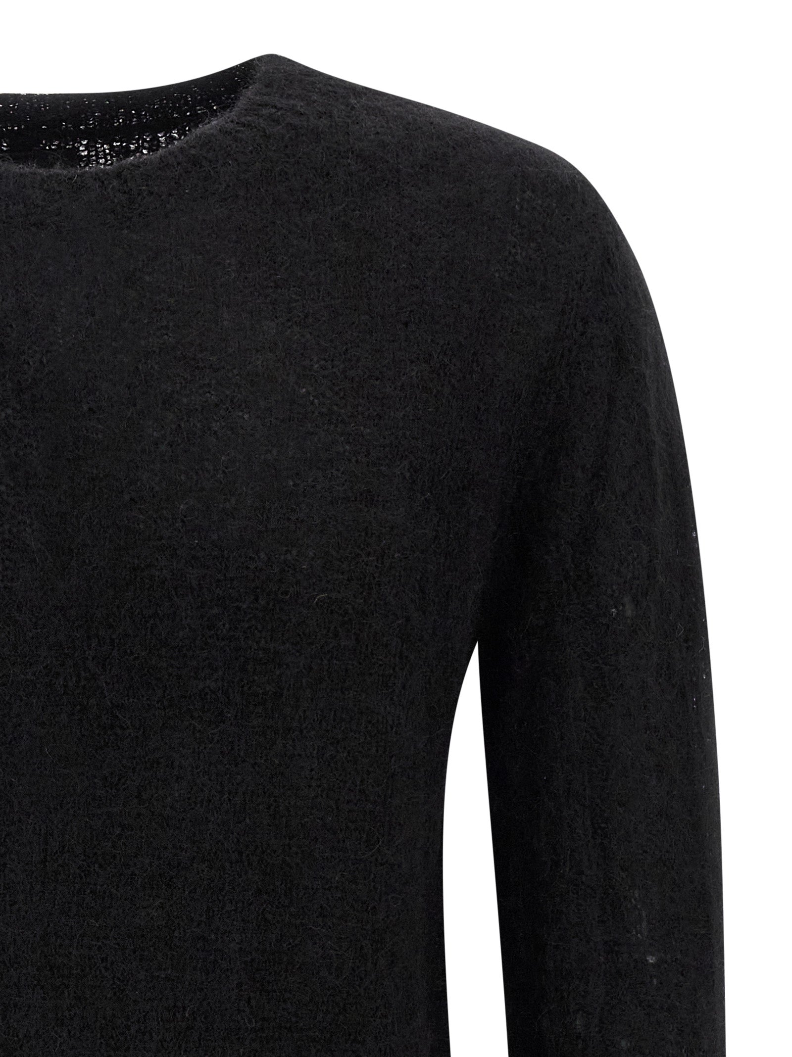 Cardigan by Thom Krom for men in alpaca wool & polyamide black features an impeccable silhouette, showcasing a sophisticated crew neckline and detail for a truly impeccable finish.