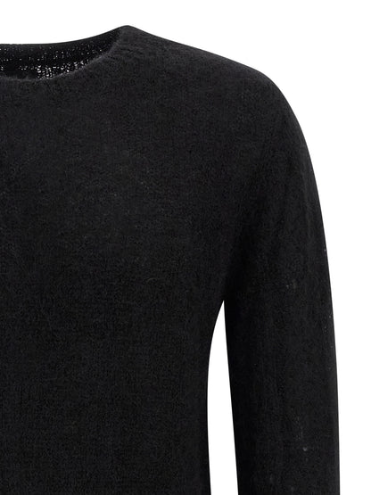 Cardigan by Thom Krom for men in alpaca wool & polyamide black features an impeccable silhouette, showcasing a sophisticated crew neckline and detail for a truly impeccable finish.