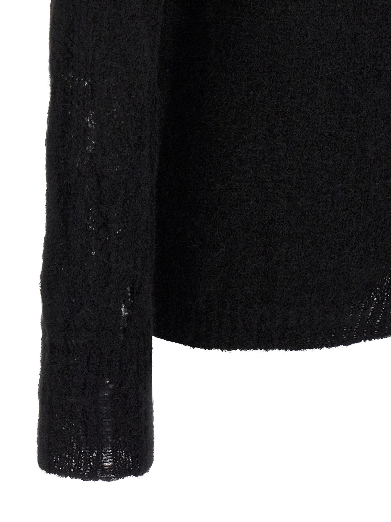 Cardigan by Thom Krom for men in alpaca wool & polyamide black showcases a captivating silhouette, artfully detailed with a captivating and for a truly sophisticated captivating look.