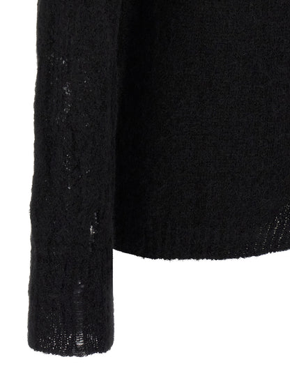 Cardigan by Thom Krom for men in alpaca wool & polyamide black showcases a captivating silhouette, artfully detailed with a captivating and for a truly sophisticated captivating look.