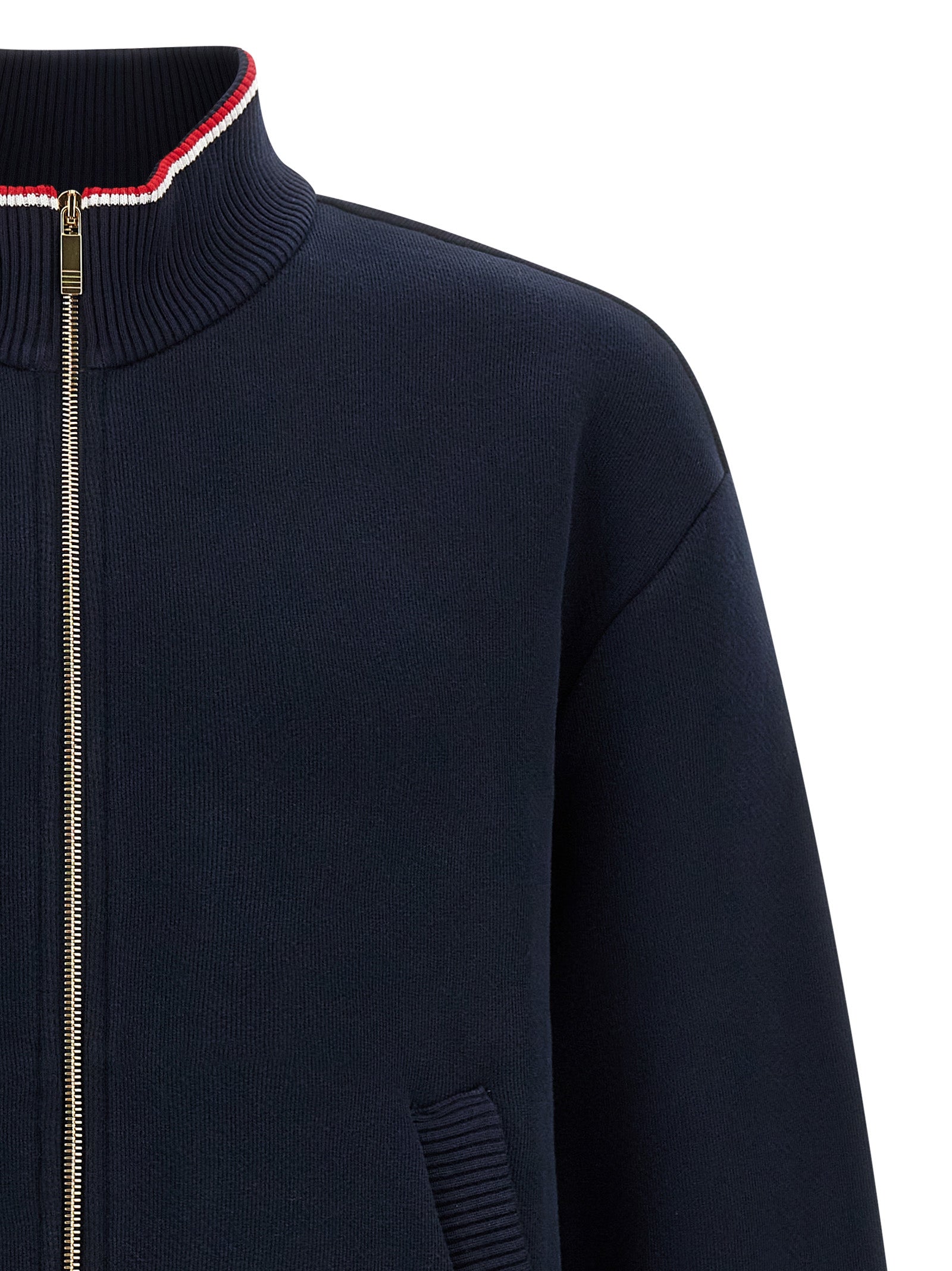 Sweatshirt by Thom Browne for men in polyamide cotton blue features an magnificent silhouette, showcasing a sophisticated high-neck neckline and detail for a truly magnificent finish.