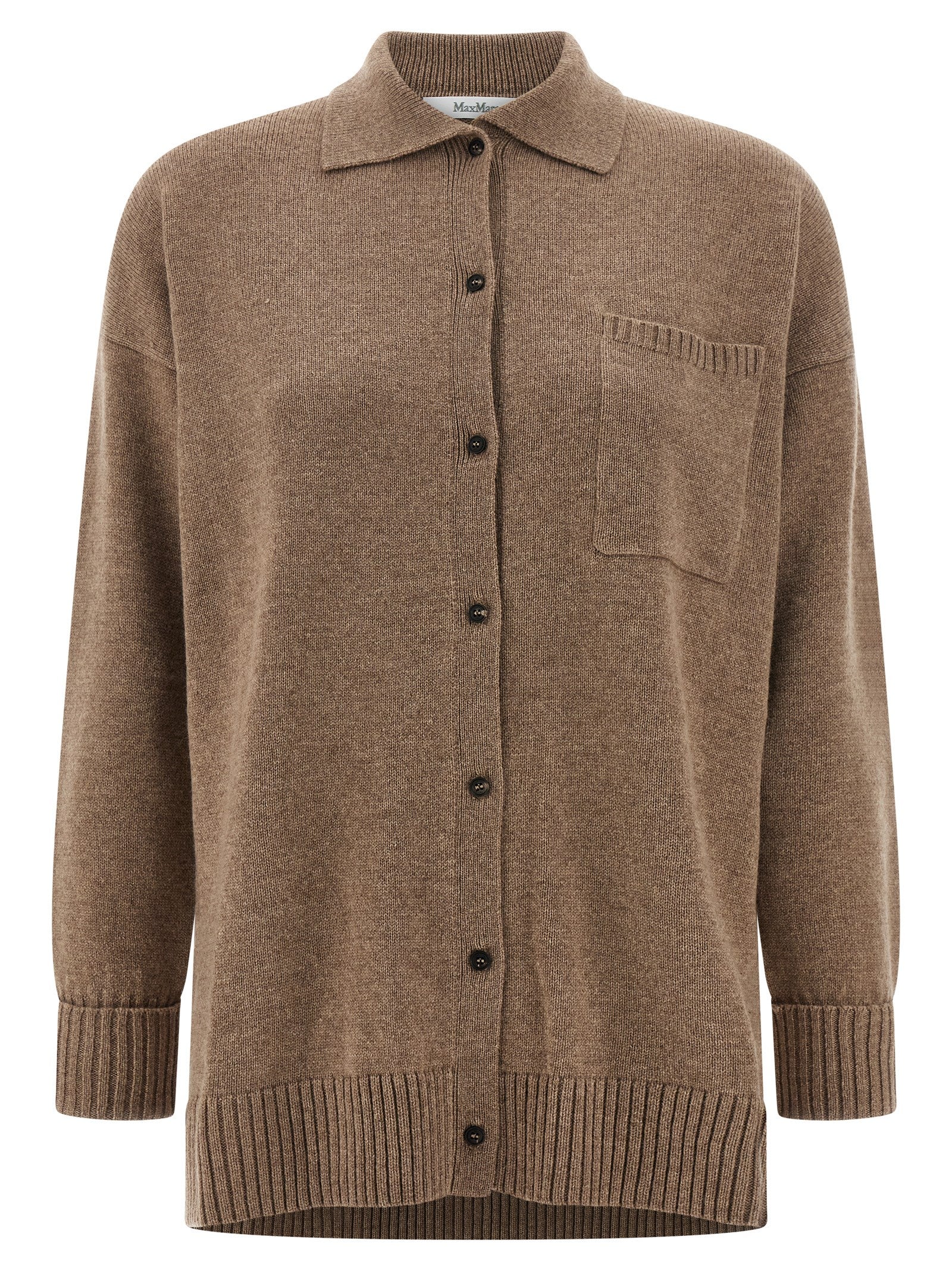 Cardigan by Max Mara for women in cashmere brown showcases a luxurious silhouette, meticulously detailed with a sophisticated and for a refined finish.