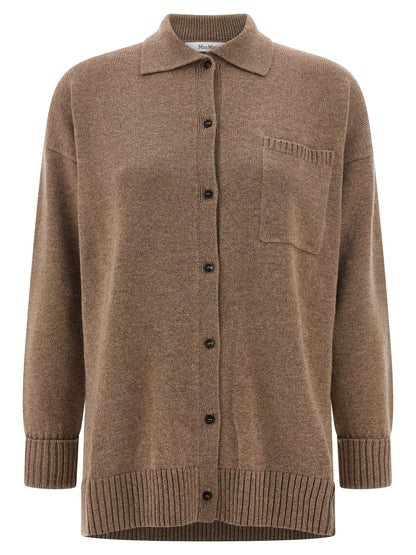 Cardigan by Max Mara for women in cashmere brown showcases a luxurious silhouette, meticulously detailed with a sophisticated and for a refined finish.