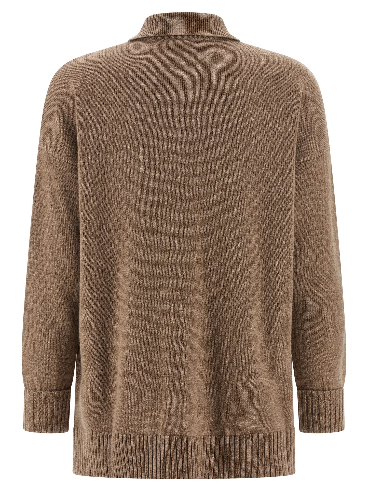 Cardigan by Max Mara for women in cashmere brown showcases a captivating silhouette, artfully detailed with a captivating and for a truly sophisticated captivating look.