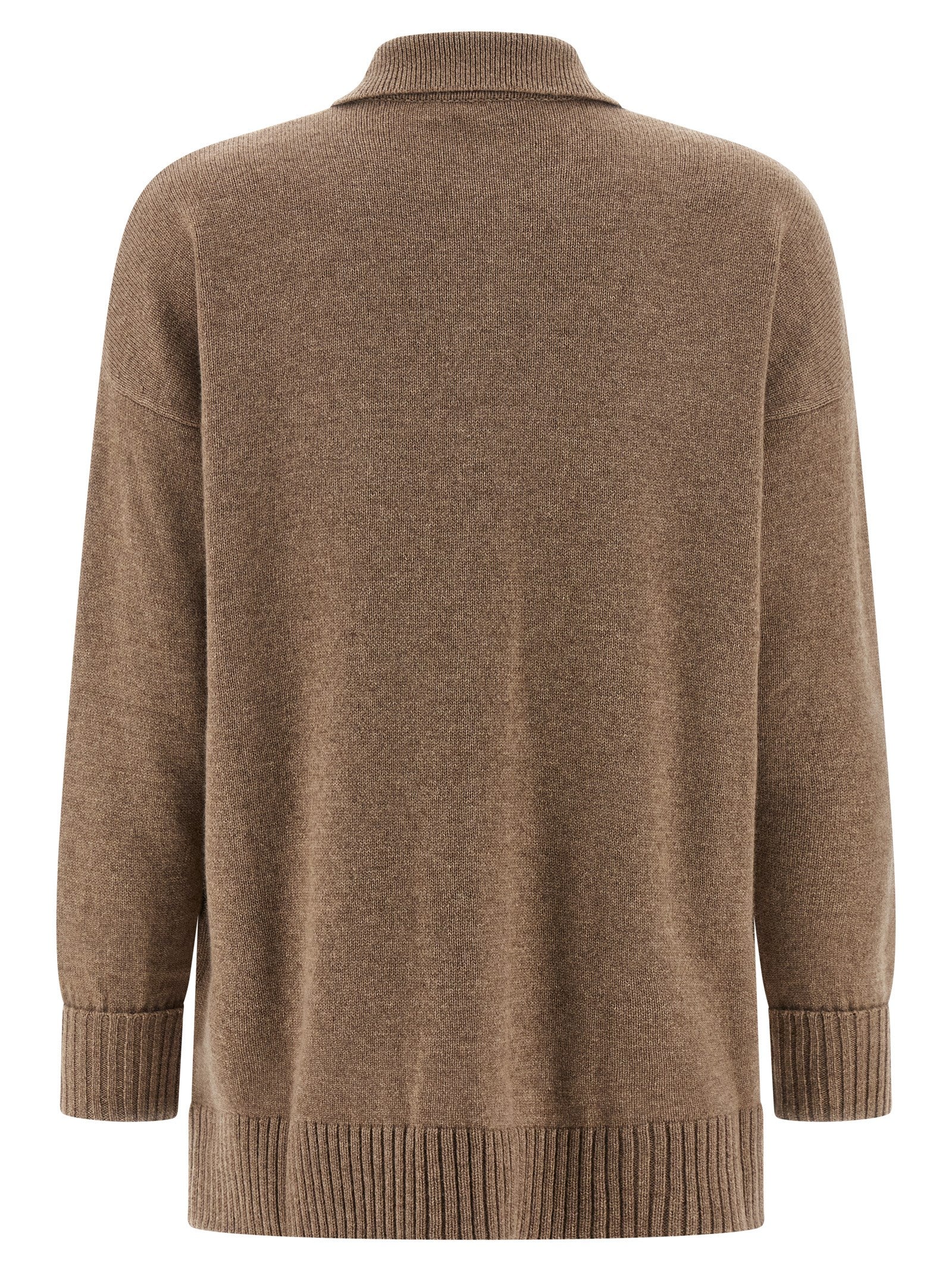 Cardigan by Max Mara for women in cashmere brown showcases a captivating silhouette, artfully detailed with a captivating and for a truly sophisticated captivating look.