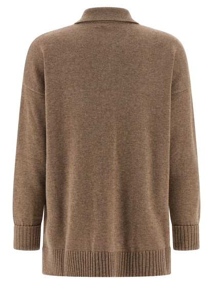 Cardigan by Max Mara for women in cashmere brown showcases a captivating silhouette, artfully detailed with a captivating and for a truly sophisticated captivating look.