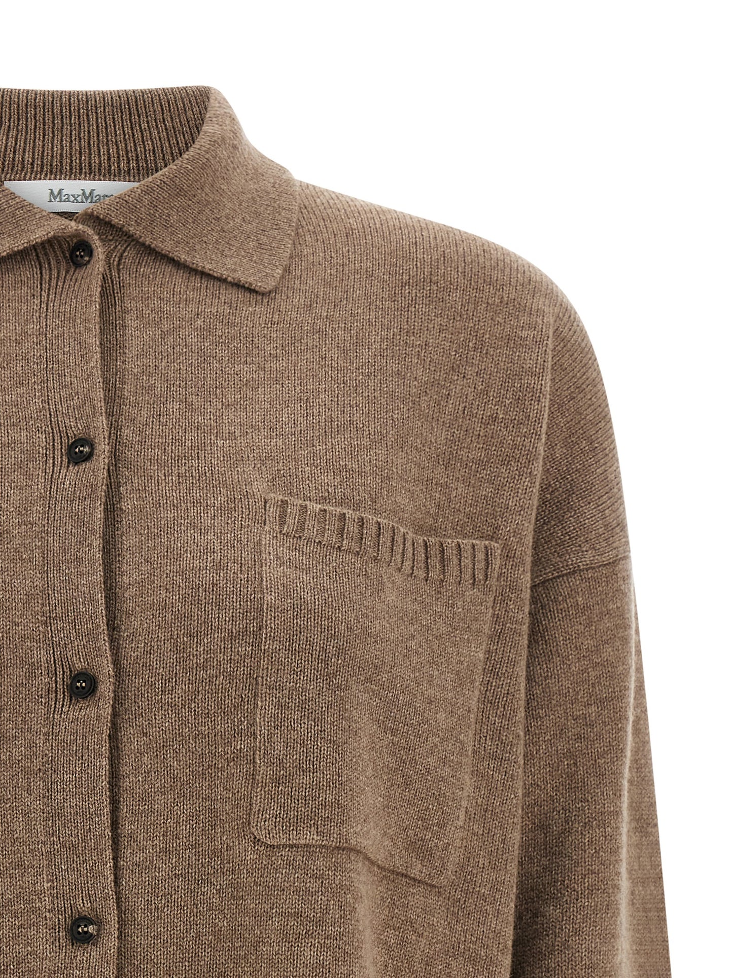 Cardigan by Max Mara for women in cashmere brown presents a textural silhouette, artfully finished with a textural and for a sophisticated, textural look.
