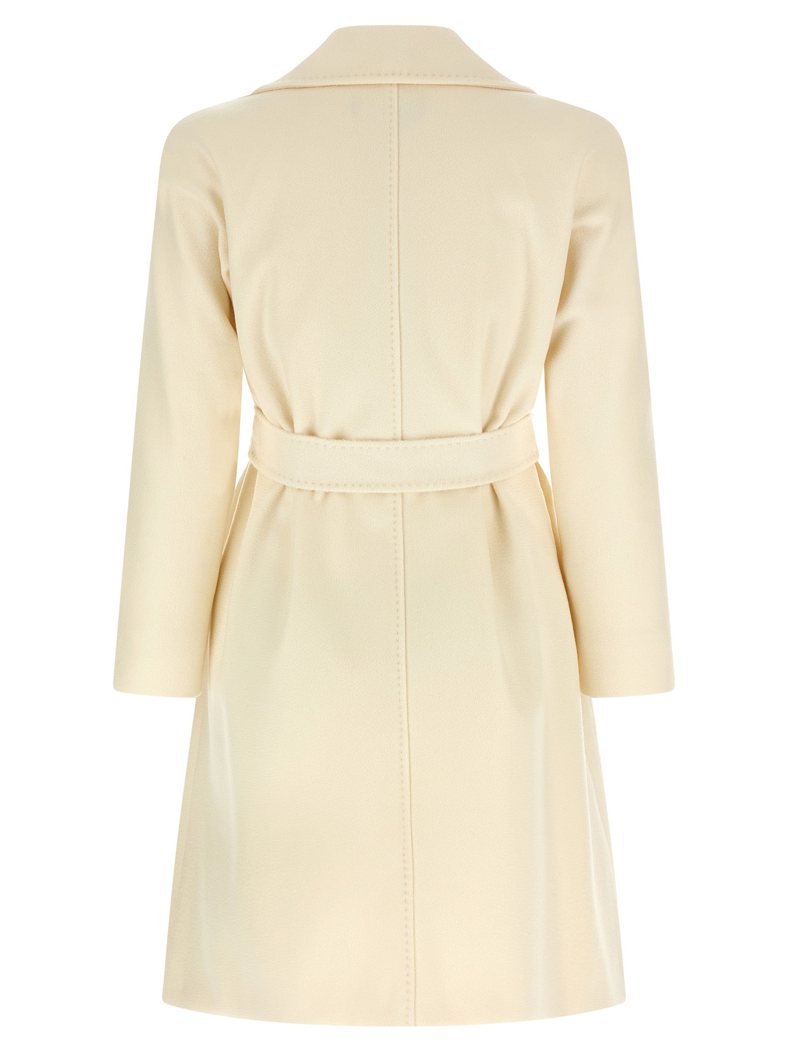 Overcoat by Max Mara for women in viscose & virgin wool white & monogram features a contemporary silhouette showcasing a contemporary lapel neckline and refined for a sophisticated finish.