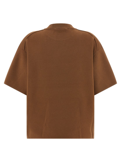 Cardigan by Max Mara for women in polyester & viscose brown showcases a luxurious silhouette, meticulously detailed with a sophisticated crew neckline and for a refined finish.
