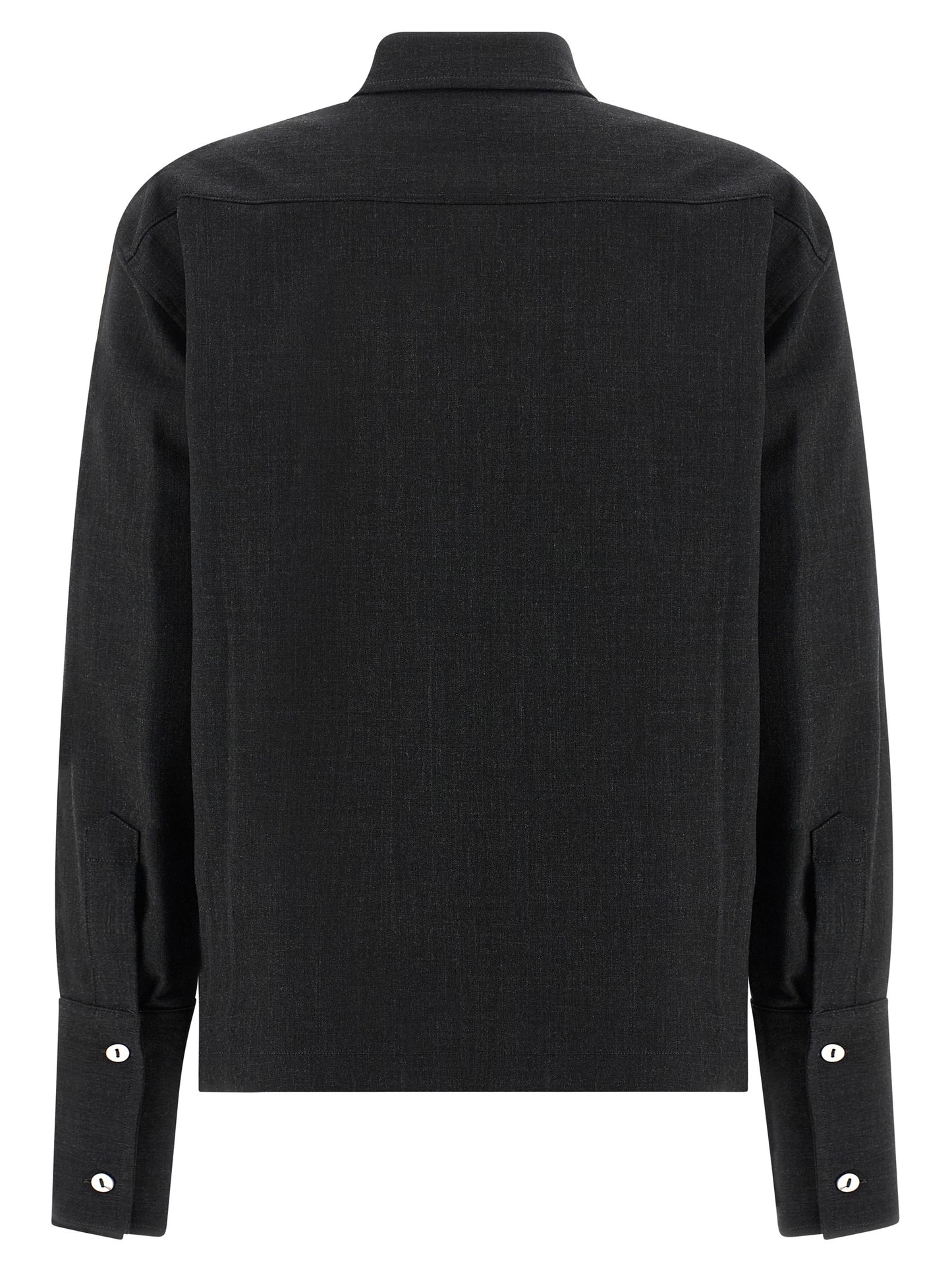 Blouse by THELATEST for women in polyester & virgin wool gray showcases a sublime silhouette, artfully detailed with a sublime and for a sophisticated, sublime finish.