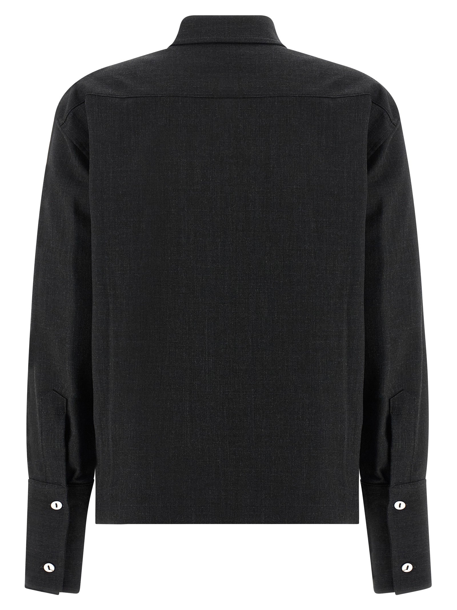 Blouse by THELATEST for women in polyester & virgin wool gray showcases a sublime silhouette, artfully detailed with a sublime and for a sophisticated, sublime finish.