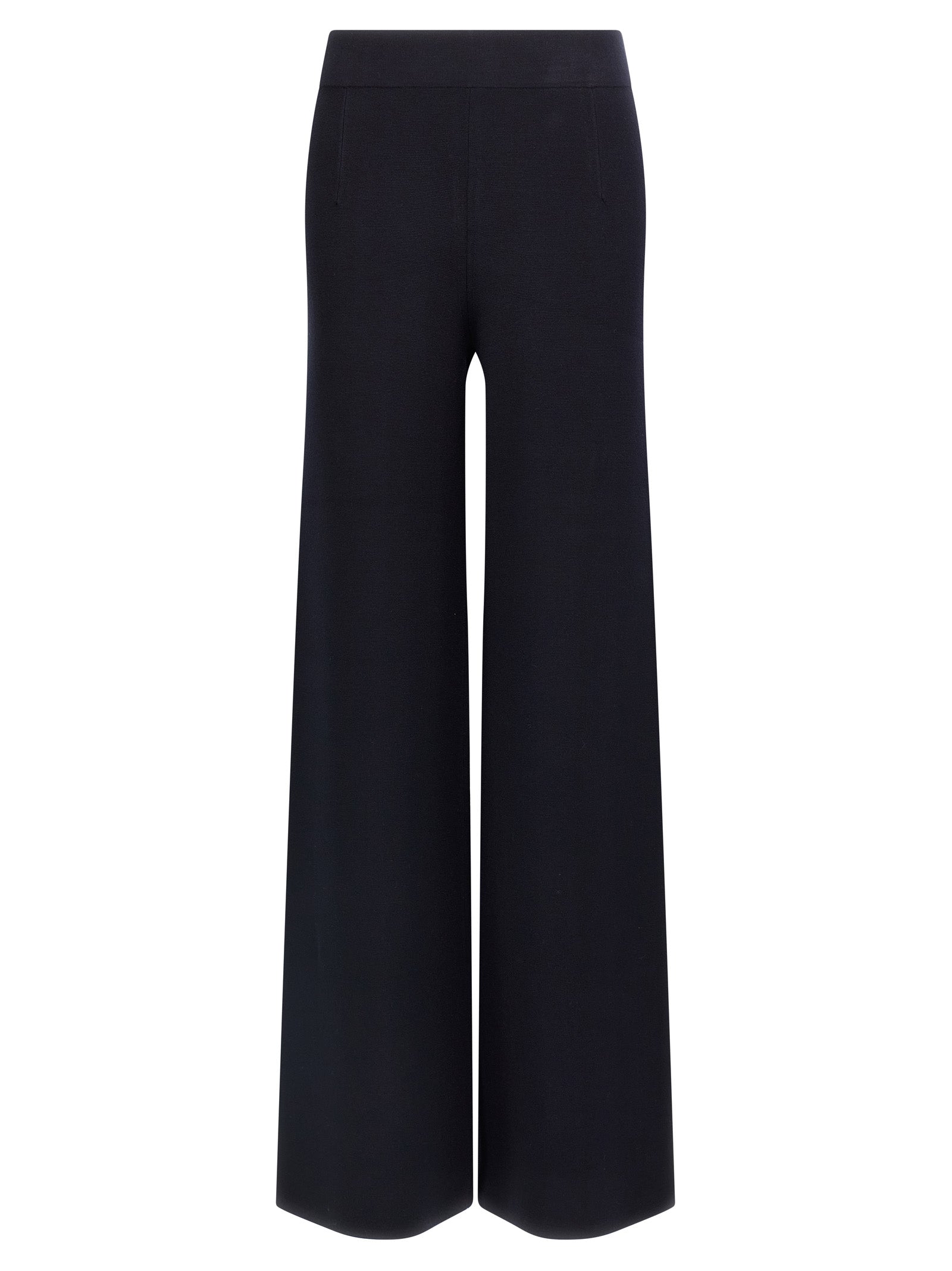 Trousers by Max Mara for women in polyester & viscose blue presents a perennial silhouette, meticulously tailored with a wide cut, long finish, and an elegant .