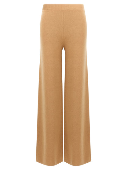 Trousers by Max Mara for women in cashmere wool brown features a tailored silhouette with a tailored flared & wide, defined by its long and a sophisticated .