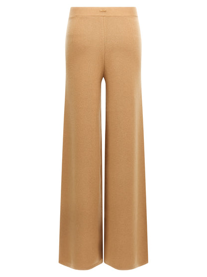 Trousers by Max Mara for women in cashmere wool brown features a sculptural silhouette, showcasing a sculptural flared & wide and long with a sophisticated for a sculptural finish.