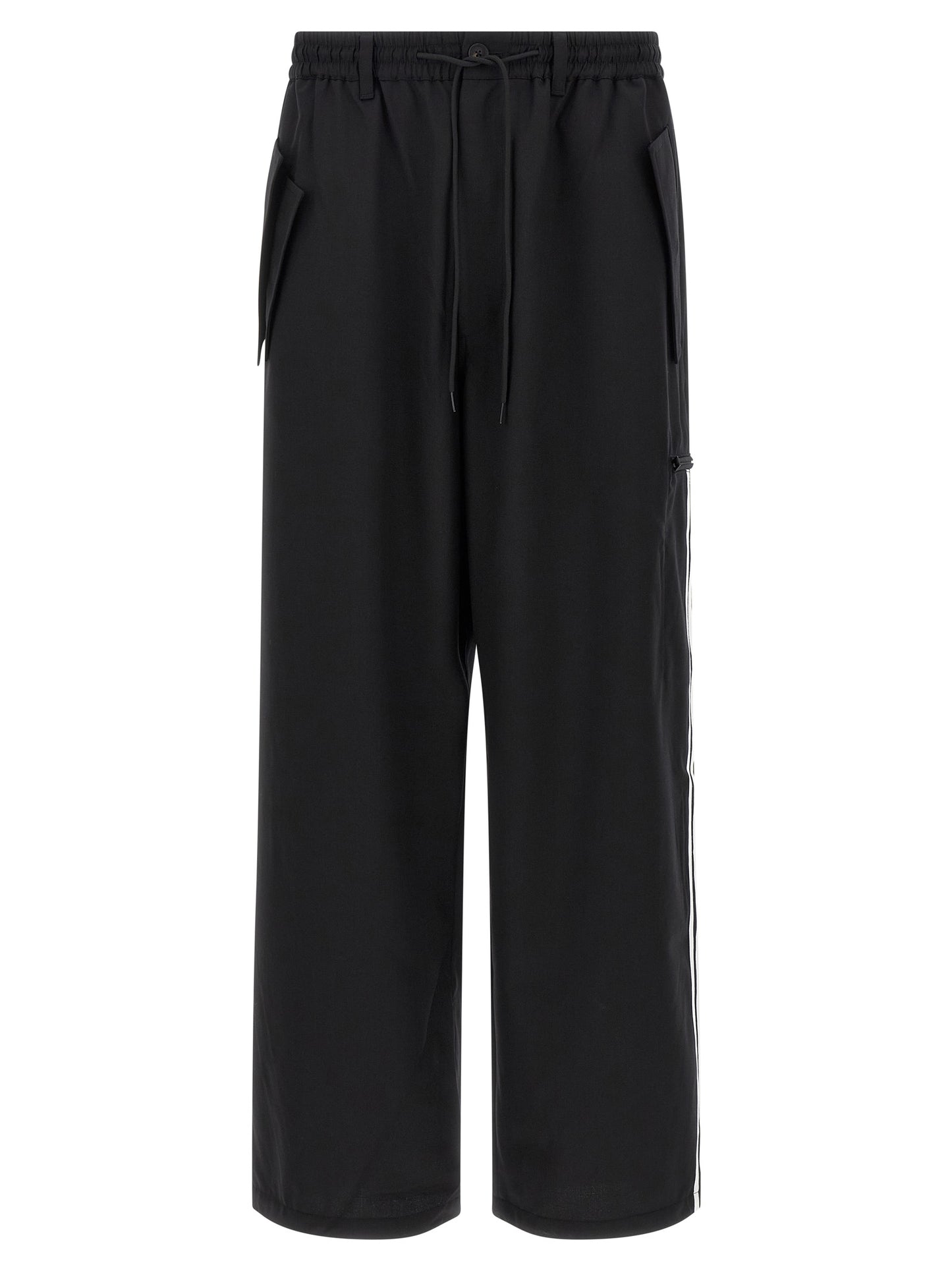 Casual Pants by Y-3 for men in polyester wool black presents a refined pantology silhouette, artfully defined by a refined pantology straight-leg, long, and a sophisticated .