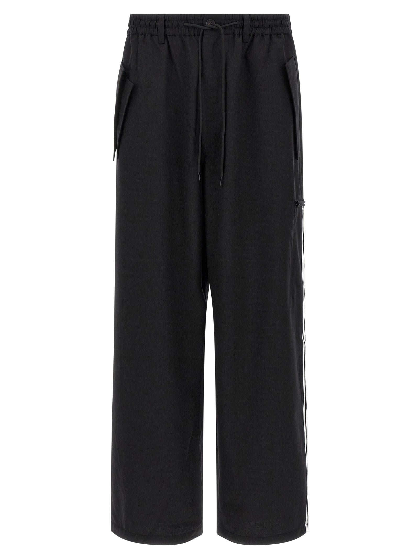 Casual Pants by Y-3 for men in polyester wool black presents a refined pantology silhouette, artfully defined by a refined pantology straight-leg, long, and a sophisticated .