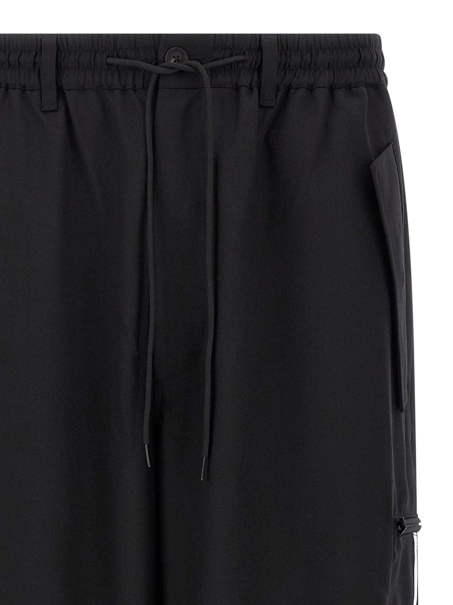 Casual Pants by Y-3 for men in polyester wool black features a polished silhouette with a polished straight-leg, reaching a polished long and finished with a polished .