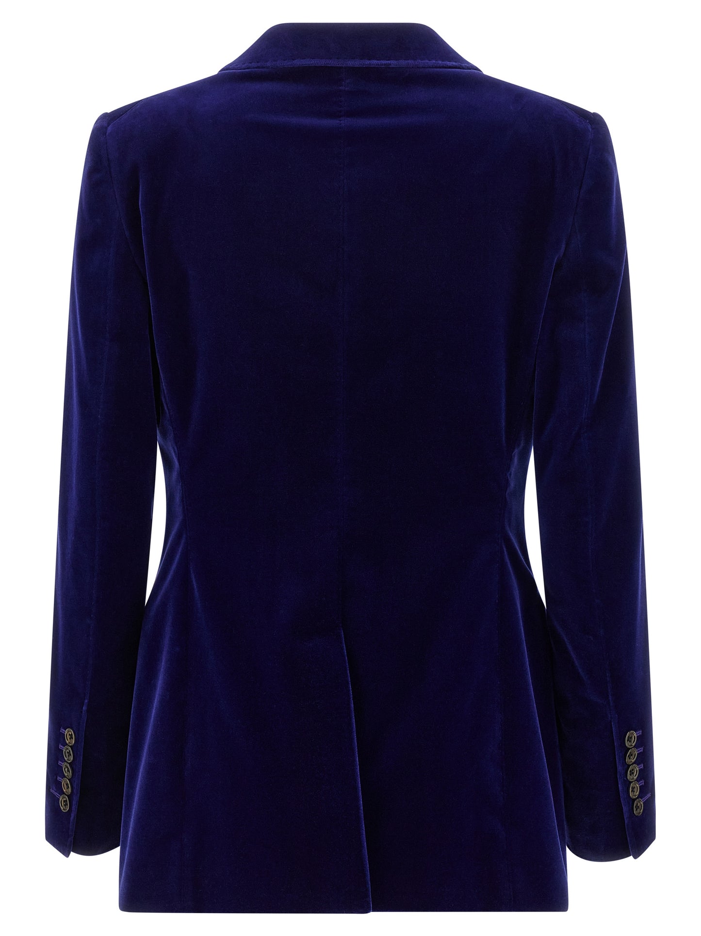 Blazer by Tom Ford for women in stretch cotton velvet blue showcases a polished silhouette, highlighted by a refined split neckline and polished for a sophisticated finish.